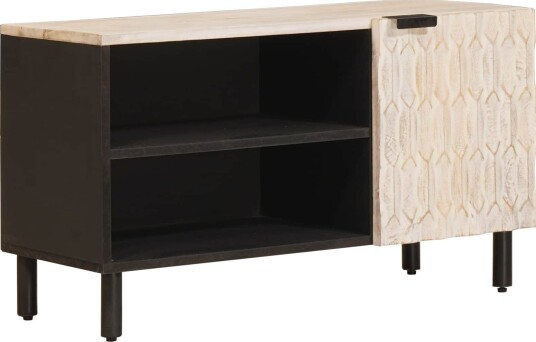 TV skap Hvit Vask Finish 80 x 33 x 46 cm Massiv mango tre