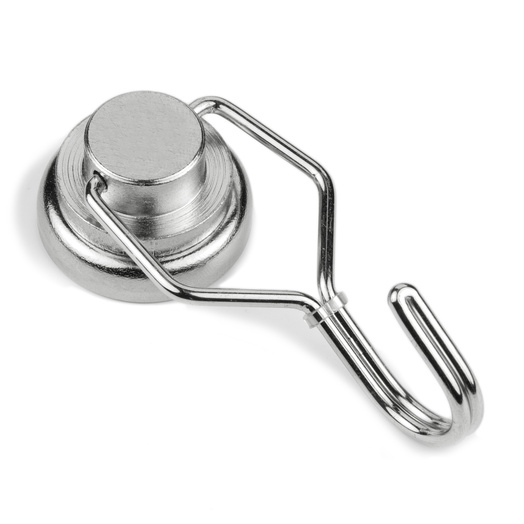 SuperMagneter Pottemagnet Ø 25 Mm Med Roterende Krok   Neodym Krokmagnet