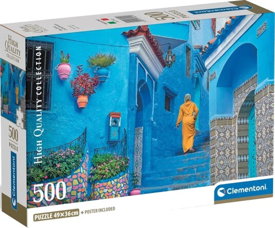 Clementoni Puslespill 500 Brikker Blue Street of Chefchaouen