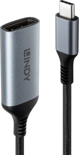 Lindy USB Type-C til DisplayPort 0,15 m Kabel Grå/Svart Lindy USB Type-C til DisplayPort 0,15 m Kabel Grå/Svart