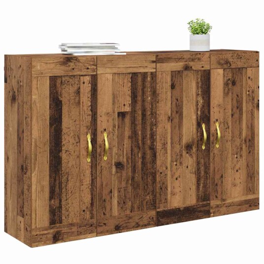 Vegghengt skap Veggmontert 2 pcs Gammelt tre 69,5 x 34 x 90 cm Vegghengt skap Veggmontert 2 pcs Gammelt tre 69,5 x 34 x 90 cm