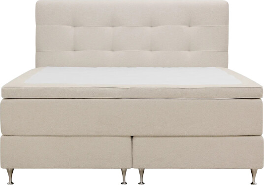 Hilton Premium Komplett Sengpakke 180x200 cm Kontinentalseng med Sengegavl Beige Bouclé