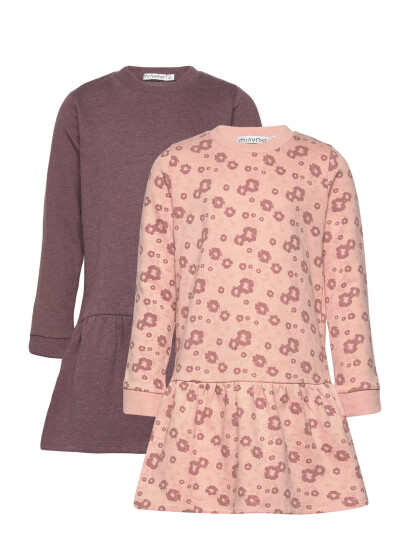 Minymo Sweat Dress Ls (2-Pack) - Multi/patterned - 92