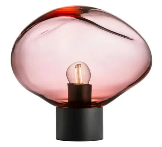 Crystal Stone bordlampe med svart base Rød