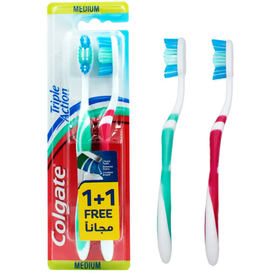 Colgate Tannbørste 2 pcs. Triple Action Medium