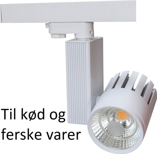 Ledlife 30W 3 faset skinnespot   2700lm Til kjøtt   Farge på huset : Grå Kulør : Kød Spredning : 60°