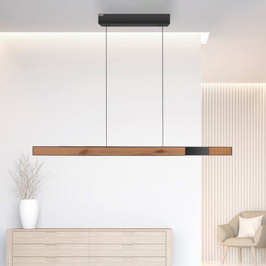 Moto Rise LED hengelampe eik/svart perle aluminium CCT – PURE PURE Moto Rise Stue Moderne Metall Med flere lyskilder