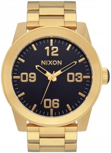 Nixon Herreklokke A346 2033 The Corporal Sort/Gulltonet stål Ø48 mm