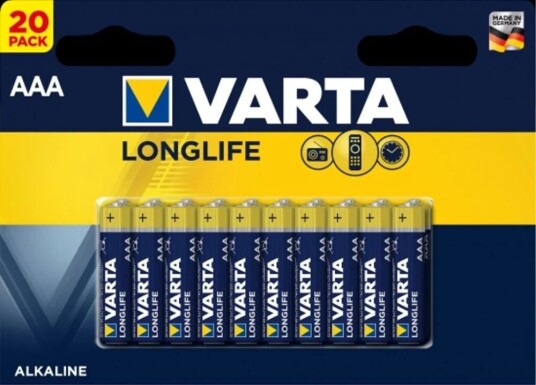 VARTA Longlife AAA Alkaline Batteri 20-pakning - 1,5 V