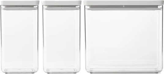Brabantia TASTY+ stabelbar boks 3 deler 2x1,6 L+3,5L Lysegrå Brabantia TASTY+ stabelbar boks 3 deler 2x1,6 L+3,5L Lysegrå