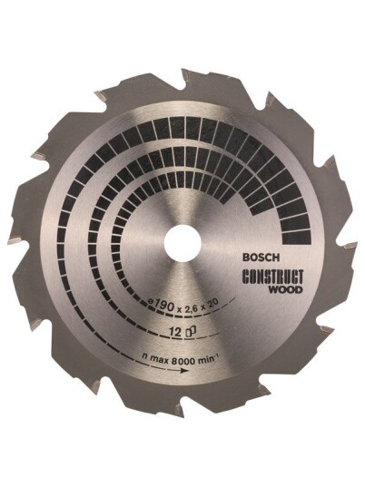 Bosch Sirkelsagblad Construct Wood 190 x 20/16 x 2,6 mm; 12