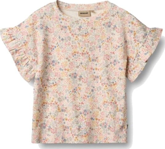 Wheat T skjorte S/S Ally Bright flowers (110 cm )