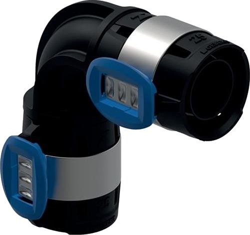 Geberit Flowfit 90° Bøy 20mm Svart PPSU