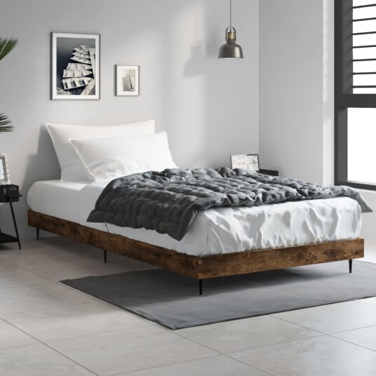 vidaXL Sengeramme røkt eik 90x200 cm konstruert tre