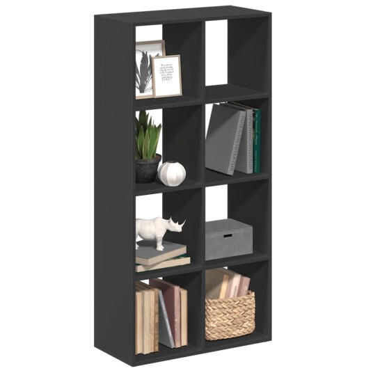 Romdeler bokhylle svart 69,5x29x137,5 cm konstruert tre
