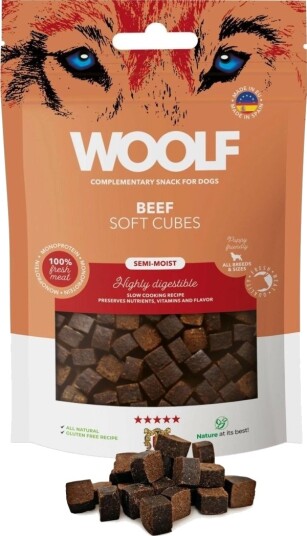 Woolf Soft Cubes Biff Monoprotein Hundegodbit 100 G