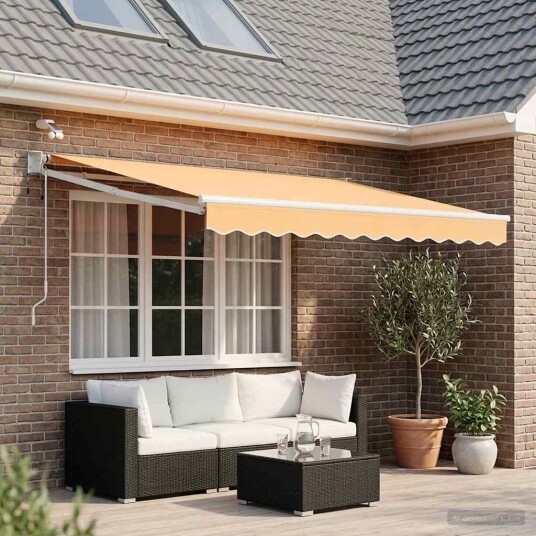 Elektrisk Utrekkbar Markise sand 100% polyester og aluminium
