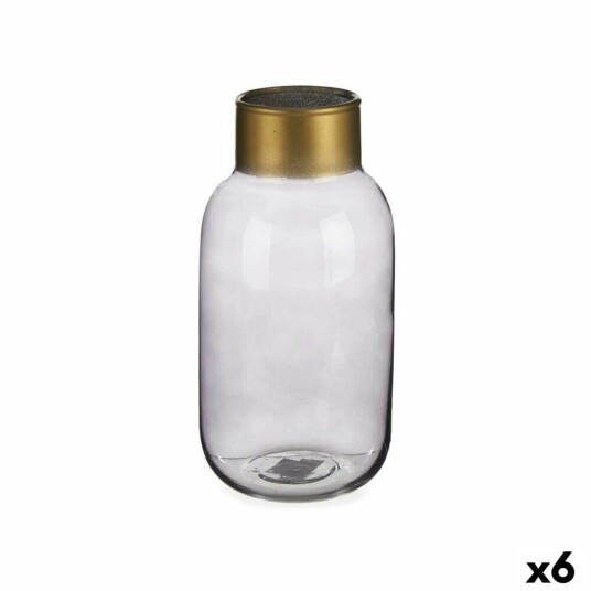 Gift Decor Vase Grå Gyllen Glass 11,5 X 24 X 11,5 Cm (6 Enheter)