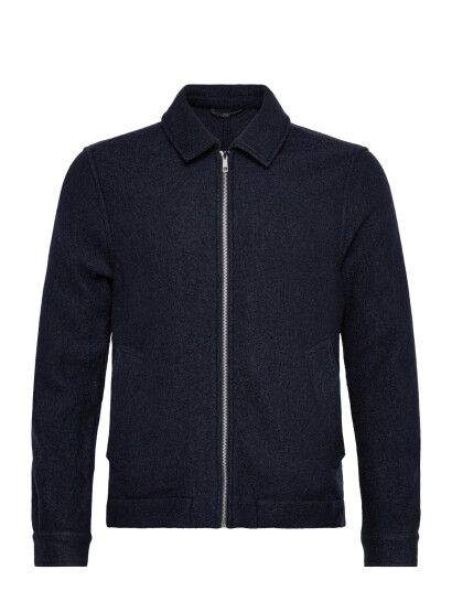 Lindbergh Wool Blend Zip Through Overshirt - Navy - S Lindbergh Wool Blend Zip Through Overshirt - Navy - S