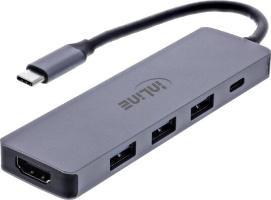 Inline® Multifunksjonell Hub 3X Usb A 5 Gb/S Hdmi 4K/60 Hz Usb C Pd 100 W 33271A