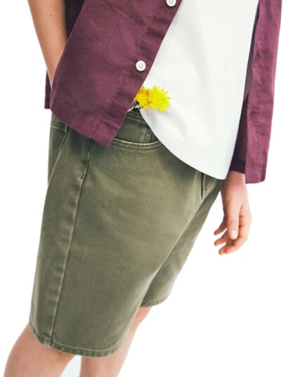 Mango Denim Bermuda Shorts   Khaki green   152