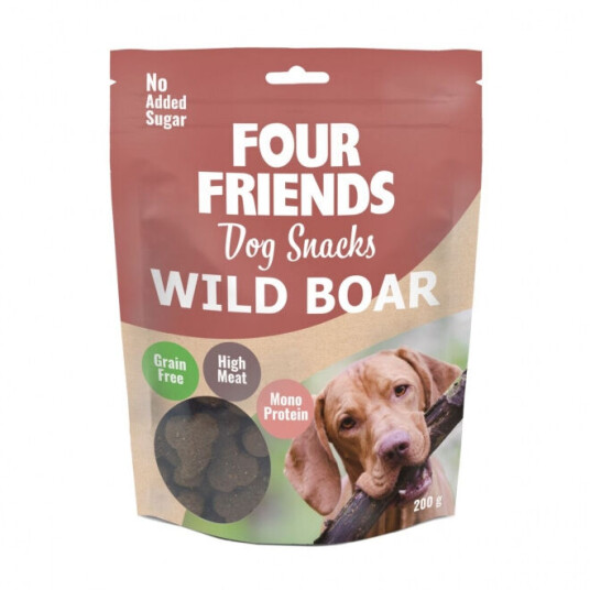 FourFriends Hundesnacks Villsvin 200 g - Kornfri Belønning med Tranebær FourFriends Hundesnacks Villsvin 200 g - Kornfri Belønning med Tranebær