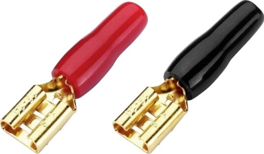 Monacor Flatstift-Kontakter 6,3 Mm Rød/Svart 20 Stk