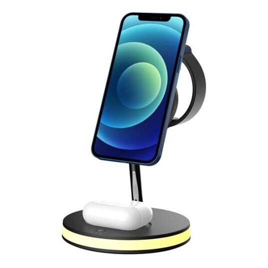 Deltaco 3-in-1 magnetic wireless charger black Deltaco 3-in-1 magnetic wireless charger black