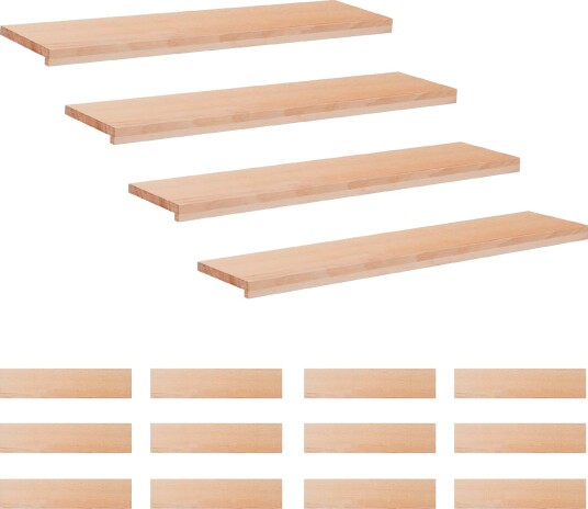 vidaXL Trappetrinn 16 stk. 110 x 30 x 2 cm Naturlig Massiv bøketre