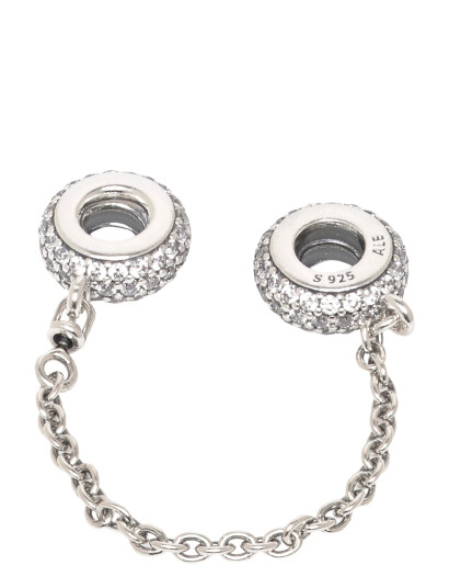 Pandora Silver Safety Chain With Clear Cubic Zirconia Silver ONE SIZE
