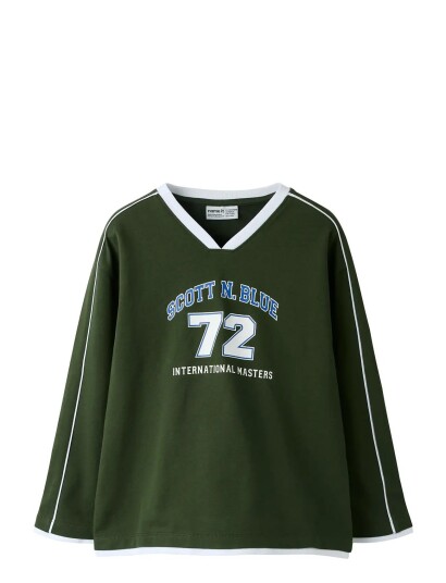 Name It Nkmfred Ls Rlx Light Swe Unb Khaki green 116