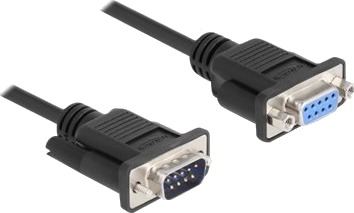 Delock Null Modem Kabel Db 9 Hann Til Db 9 Hunn 50 Cm Tommelskruer Svart