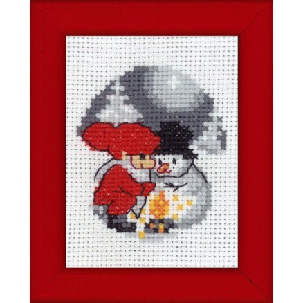 Permin Broderisett Bilde Snømann og alv 6x8cm