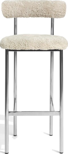 Møbel Copenhagen Font Barstol 65 cm Saueull Oyster/Polert Stålunderstell