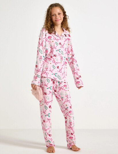Lindex Pyjamassæt Pink 128 Lindex Pyjamassæt Pink 128