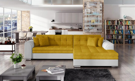 Hjørnesofa Eltap Sorento 296x194x78 cm Omega 68 Myk 17 Gul Høyre