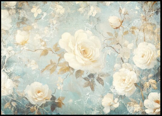 Vintage White Roses Plakat / 100x150