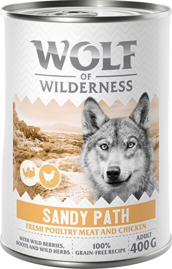 Wolf Of Wilderness Våtfôr Adult Med Fjærkre Sandy Path Fjærke Med Kylling 6 X 400 G