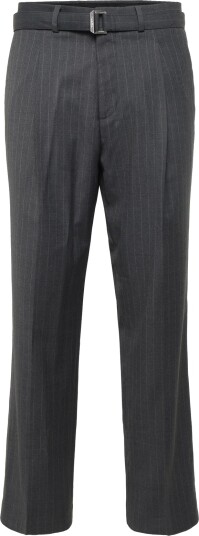 Calvin Klein Straight Wool Pinstripe Belted T Grey 36