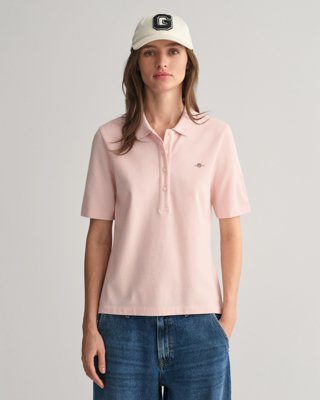 Smal piquéskjorte til dame FADED PINK S