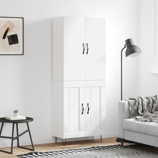 vidaXL Highboard hvit 69,5x34x180 cm konstruert tre 8720845474959