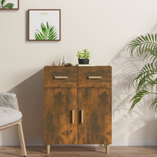 vidaXL Skjenk røkt eik 69,5x34x89 cm konstruert tre