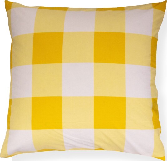 Putetrekk 60x63 cm   100% bomull   Gule ruter