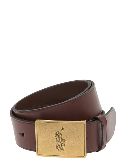 Polo Ralph Lauren Pony Plaque Leather Belt - Brown - 34