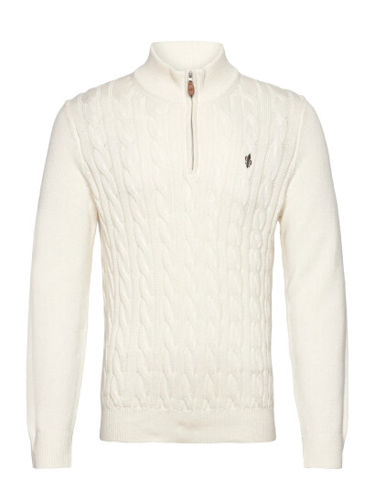 Morris Nathan Cable Half Zip - White - XXL Morris Nathan Cable Half Zip - White - XXL