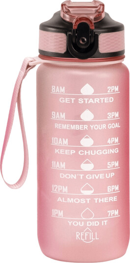Hollywood Motivational Bottle drikkeflaske 600 ml, lys rosa farge 1 stk Hollywood Motivational Bottle drikkeflaske 600 ml, lys rosa farge 1 stk