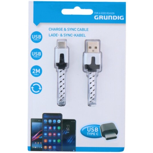 USB-C kabel nylonbelagt 2 m USB-C kabel nylonbelagt 2 m