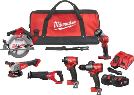 Milwaukee M18 Powerpack Verktøysett med 2 x 5,0 Ah Batterier og Hurtiglader Milwaukee M18 Powerpack Verktøysett med 2 x 5,0 Ah Batterier og Hurtiglader