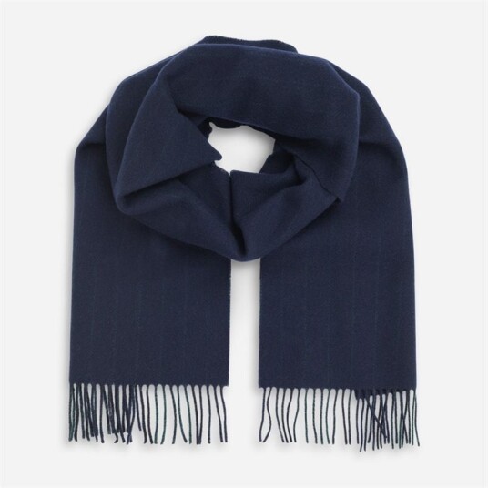 Joshua Ellis Reversible Classic Check Cashmere Blend Scarf Blackwatch Navy