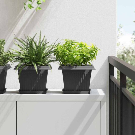 vidaXL Firkantet Blomsterbrett 24 pcs Svart 18 x 18 x 2 cm Plast